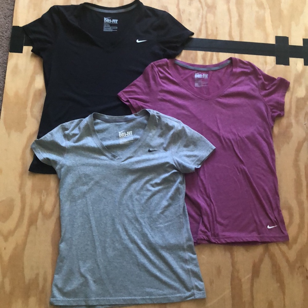 Nike drifit running tops, 1 small 2 medium- very similar fit